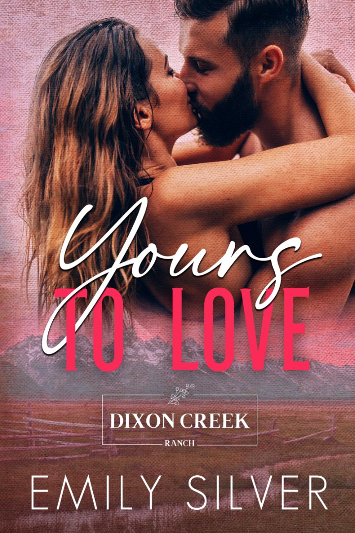 Yours To Love couple cover with a couple kissing over mountains in pink hues